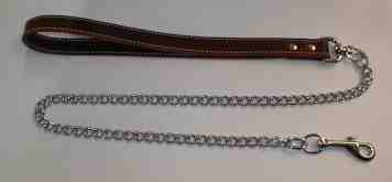  42" Chain Leash with 3/4" Leather handle 