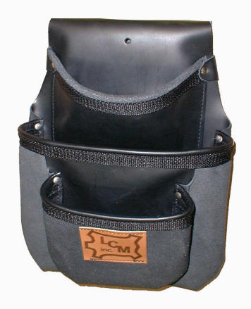  Black leather drywall pouch (3 pockets) 