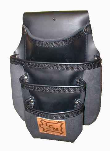 Black Leather Drywall Pouch (4 pockets)