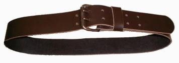     2" thick astro leather belt with a 2 prong buckle