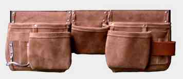     Sac à clou en cuir suède 5 poches ceinture 1 1/2" en cuir.