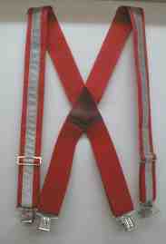 Webbing and elastic red suspenders with reflective strip